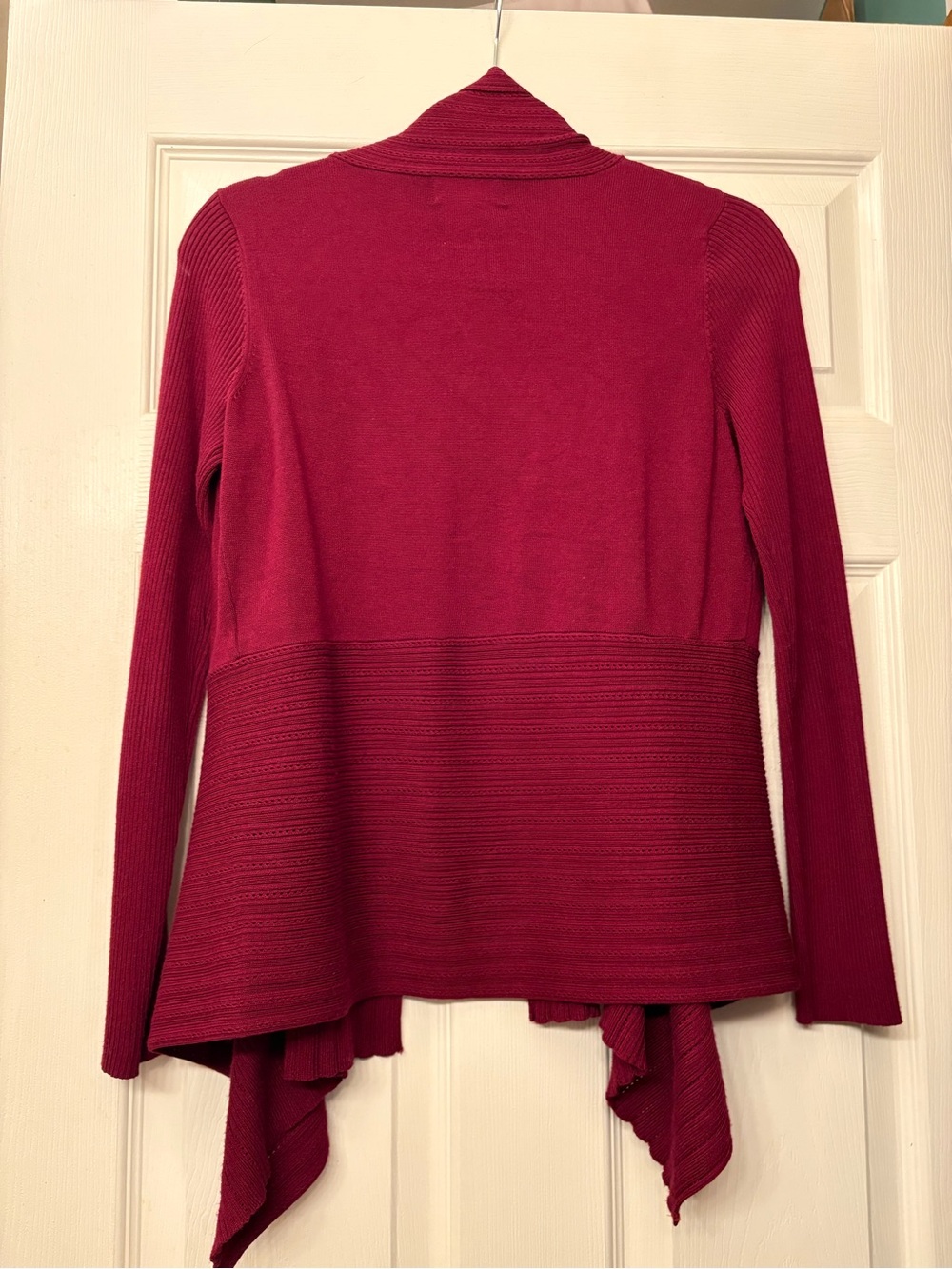 Liz Claiborne Raspberry Red Open-Front Draped Cardigan